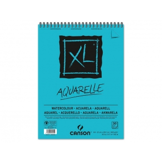 Canson XL Aquarelle C400039171 - Papel acuarela, sin recuadro, bloc con espiral, A3, 30 hojas, 300 gramos
