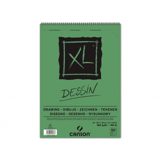 Canson XL Dessin C400039089 - Láminas de dibujo, sin recuadro, bloc con espiral, A3, 50 hojas, 160 gramos