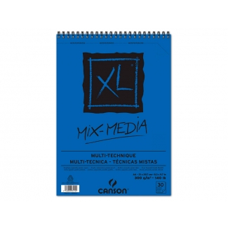 Canson XL Mix-Media C200807215 - Papel acuarela, sin recuadro, bloc con espiral, A4, 30 hojas, 300 gramos