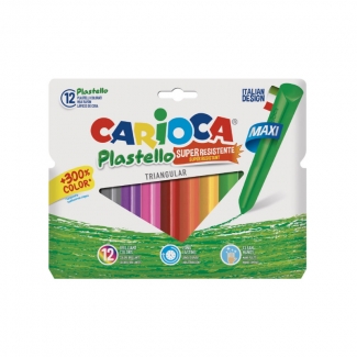 Carioca Plastello Maxi - Ceras duras, caja de 12 colores