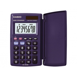 Casio HS-8VER - Calculadora de bolsillo, con tapa, 8 dígitos, color azul
