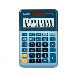 Casio MS-100EM - Calculadora de sobremesa, 10 dígitos, color azul