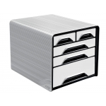 Cep 1072130121 - Fichero de sobremesa, 5 cajones mixtos, color blanco y negro