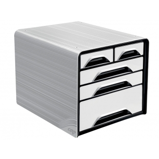 Cep 1072130121 - Fichero de sobremesa, 5 cajones mixtos, color blanco y negro