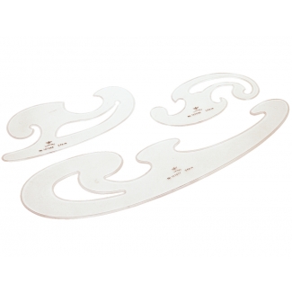 Csp 100024 - Plantilla de curvas, pack de 3 piezas, plástico, transparente