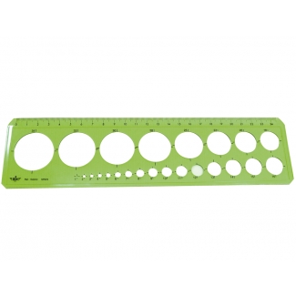 Csp 156000 - Plantilla de círculos, plástico, trazo de los circulos de 1 a 35 mm, verde