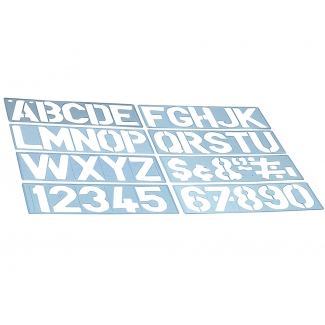 Csp 1700 - Plantilla de rotulación, letras y números, plástico, tamaño 50 mm, transparente