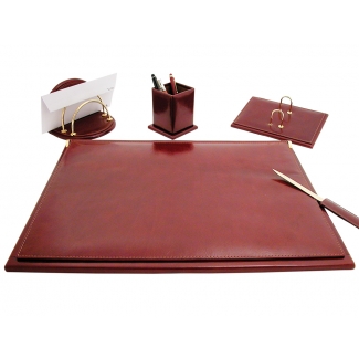 Csp - Escribanía de sobremesa, piel, 5 piezas, color marrón