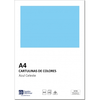 Distrimar DCT06 - Paquete de 100 cartulinas, A4, 180 gr/m2, color azul celeste