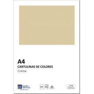Distrimar DCT08 - Paquete de 100 cartulinas, A4, 180 gr/m2, color crema