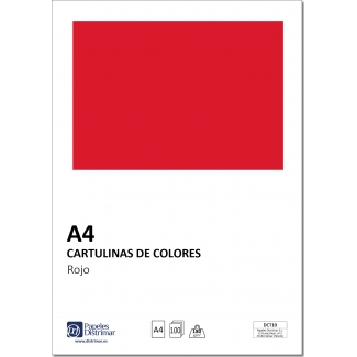 Distrimar DCT10 - Paquete de 100 cartulinas, A4, 180 gr/m2, color rojo