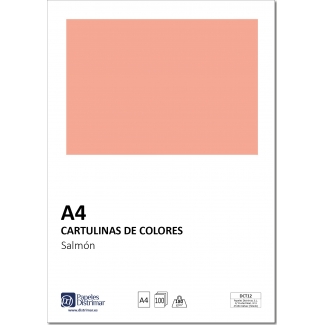 Distrimar DCT12 - Paquete de 100 cartulinas, A4, 180 gr/m2, color salmón