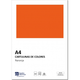 Distrimar DCT14 - Paquete de 100 cartulinas, A4, 180 gr/m2, color naranja