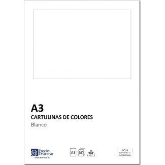 Distrimar DCT15 - Paquete de 100 cartulinas, A3, 180 gr/m2, color blanco