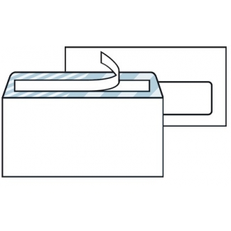 Distrimar DSB03 - Sobre Americano, ventana derecha, tamaño 115 x 225 mm, solapa tira de silicona, color blanco, caja de 500 unidades