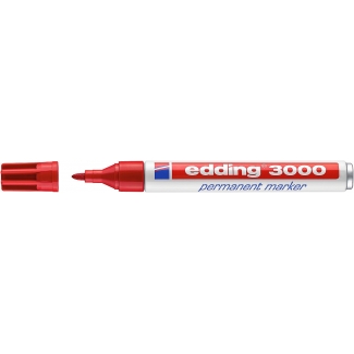 Edding 3000 - Rotulador permanente, punta redonda de 1,5 mm, color rojo