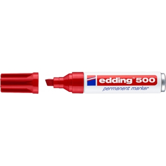 Edding 500 - Rotulador permanente, punta biselada, color rojo