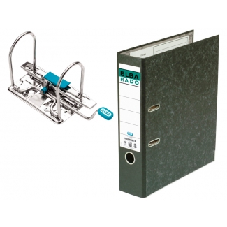 Elba 100081018 - Archivador de palanca extrarrígido, tamaño A4, lomo ancho, con rado, color negro jaspeado