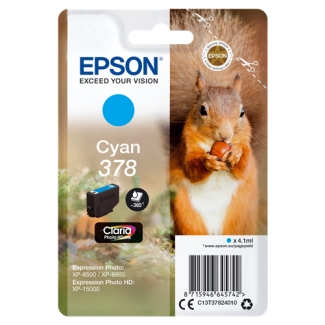 Epson 378 - Cartucho de tinta original, C13T37824010, cían
