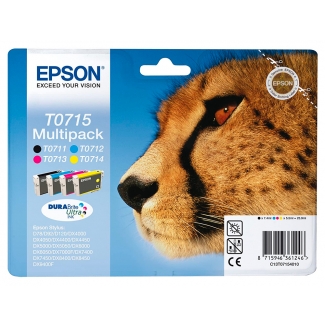 Epson T0715 - Cartucho de tinta original, C13T07154012, negro, cían, magenta y amarillo, pack de 4