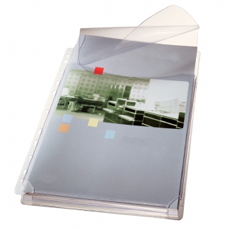 Esselte 47573003 - Funda multitaladro con fuelle, A4, con solapa superior, 170 micras, cristal, pack de 5 fundas