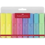 Faber-Castell 154681 - Rotulador fluorescente, punta biselada, colores pastel, estuche de 8 colores surtidos