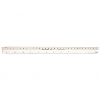 Faber-Castell 153-B - Escala triangular de plástico, sin funda, 30 cm, 1:100, 1:200, 1:250, 1:300, 1:400 y 1:500