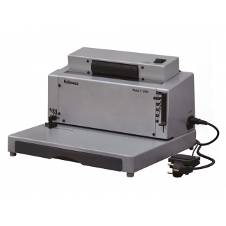 Fellowes 0037702 - Encuadernadora eléctrica para espiral metálico, paso 5:1, perfora hasta 20 hojas, tamaño A4
