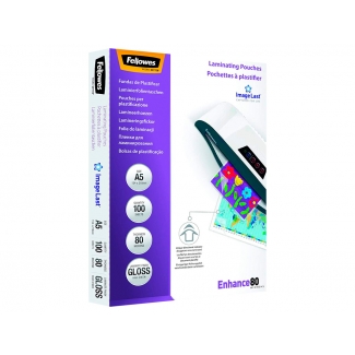 Fellowes 5306002 - Fundas para plastificar, A5, 80 micras, caja de 100