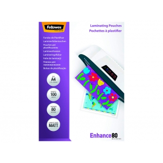 Fellowes 5452103 - Fundas para plastificar, A4, 80 micras, mate, caja de 100