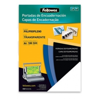 Fellowes 54770 - Tapa de encuadernación, A4, polipropileno, 450 micras, transparente, paquete de 100