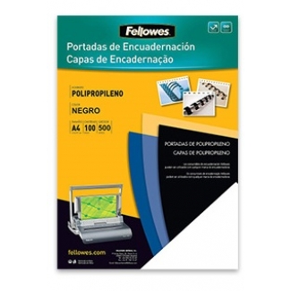 Fellowes 54772 - Tapa de encuadernación, A4, polipropileno, 450 micras, color negro, paquete de 100
