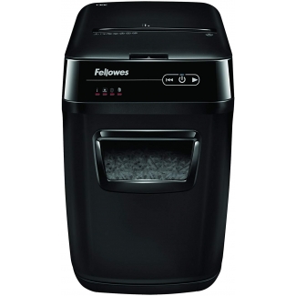 Fellowes Automax 150C - Destructora de papel, corte en partículas, destruye hasta 8 hojas, con autoalimentación, papelera de 32 litros