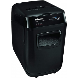 Fellowes Automax 200C - Destructora de papel, corte en partículas, destruye hasta 10 hojas, con autoalimentación, papelera de 32 litros