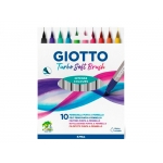 Giotto Turbo Soft Brush F426800 - Rotuladores de colores, punta de pincel, caja de 10 colores