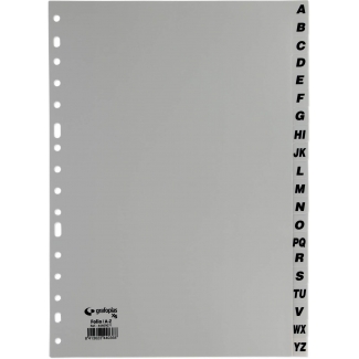 Grafoplás 44409071 - Separador de plástico, folio, alfabetico A-Z, color gris 