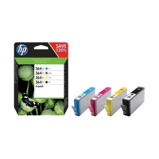 HP 364 XL - Cartucho de tinta original N9J74AE, negro, cían, magenta y amarillo, pack de 4