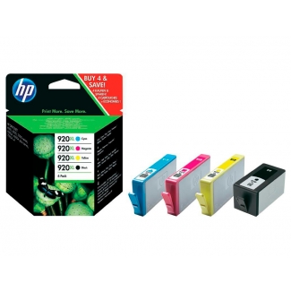 HP 920 XL - Cartucho de tinta original C2N92AE, negro, cían, magenta y amarillo, pack de 4