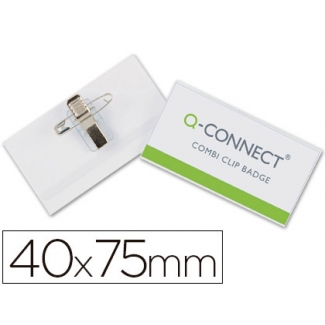 Q-Connect KF17457 - Identificador con pinza e imperdible, 40 mm x 75 mm