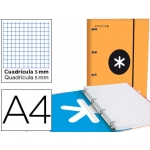 Liderpapel Antartik AW08 - Carpeta de anillas con recambio, 4 anillas redondas de 25 mm, cartón forrado, tamaño A4, color naranja fluorescente