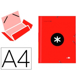 Liderpapel Antartik AW16 - Carpeta de cartón con gomas, con tres solapas, tamaño A4, color rojo