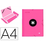 Liderpapel Antartik AW17 - Carpeta de cartón con gomas, con tres solapas, tamaño A4, color rosa fluorescente