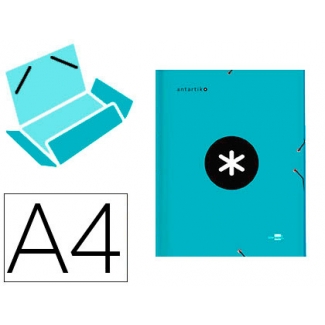 Liderpapel Antartik AW18 - Carpeta de cartón con gomas, con tres solapas, tamaño A4, color turquesa