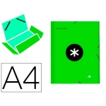 Liderpapel Antartik AW19 - Carpeta de cartón con gomas, con tres solapas, tamaño A4, color verde fluorescente