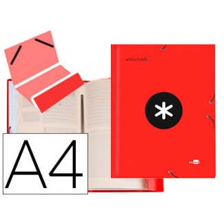 Liderpapel Antartik AW26 - Carpeta clasificadora con gomas, una solapa, tamaño A4, 12 departamentos, color rojo