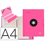 Liderpapel Antartik AW27 - Carpeta clasificadora con gomas, una solapa, tamaño A4, 12 departamentos, color rosa fluorescente