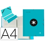 Liderpapel Antartik AW28 - Carpeta clasificadora con gomas, una solapa, tamaño A4, 12 departamentos, color turquesa