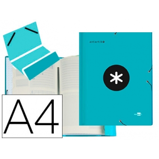 Liderpapel Antartik AW28 - Carpeta clasificadora con gomas, una solapa, tamaño A4, 12 departamentos, color turquesa