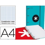 Liderpapel Antartik AW38 - Carpeta de anillas con recambio, 4 anillas redondas de 40 mm, cartón forrado, con una solapa, tamaño A4, color turquesa