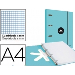 Liderpapel Antartik AW56 - Carpeta de anillas con recambio, 4 anillas redondas de 40 mm, cartón forrado, con una solapa, tamaño A4, color menta